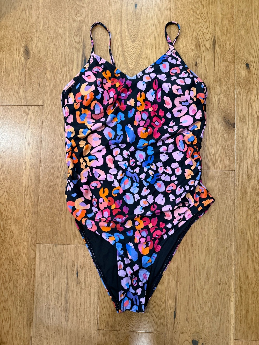 Cupshe Black One-Piece Swimsuit with Multicolor Leopard Print